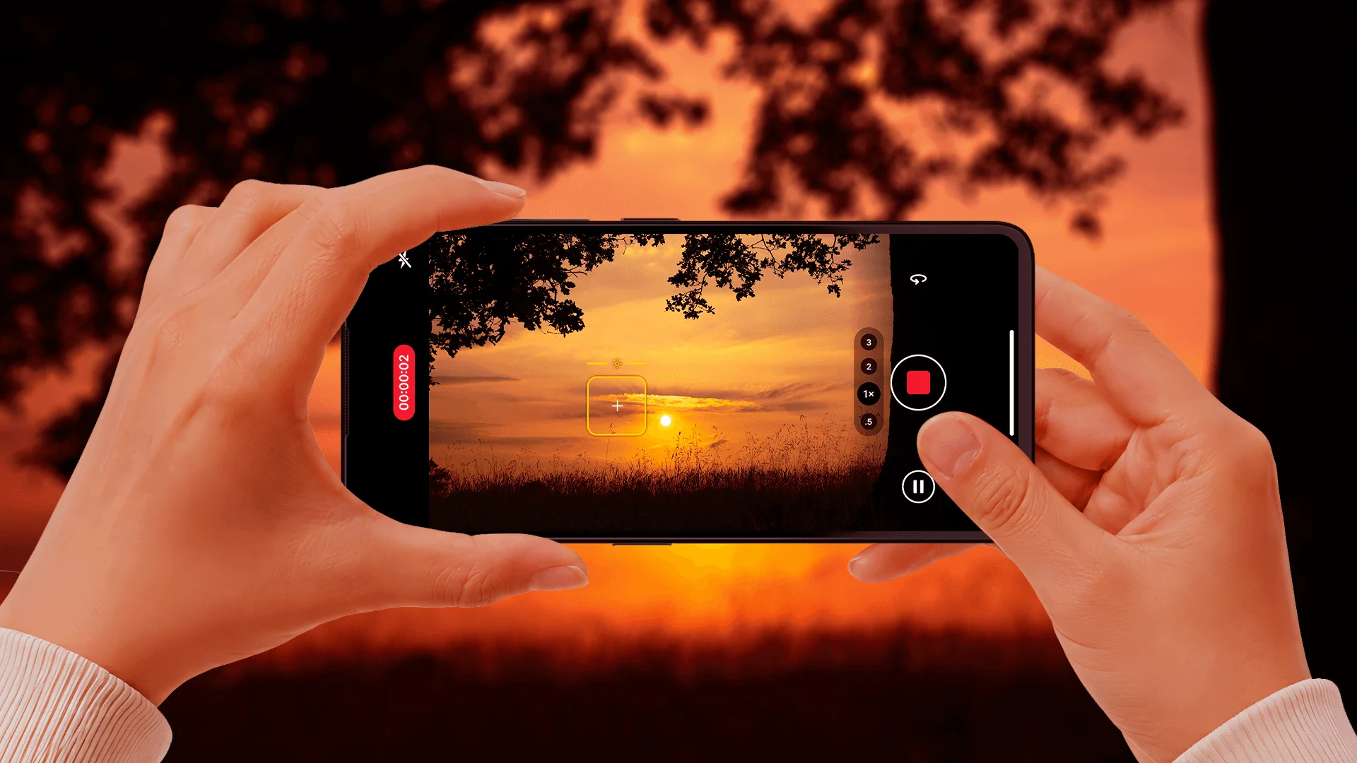 UP Phone camera framing a sunset